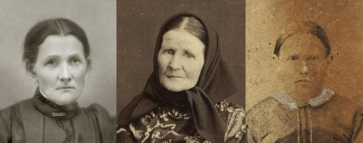 Bild på tre kvinnor tagna mellan 1874 och 1900