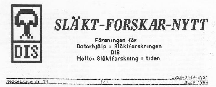 Rubrik på SLÄKT-FORSKAR-NYTT nr 13