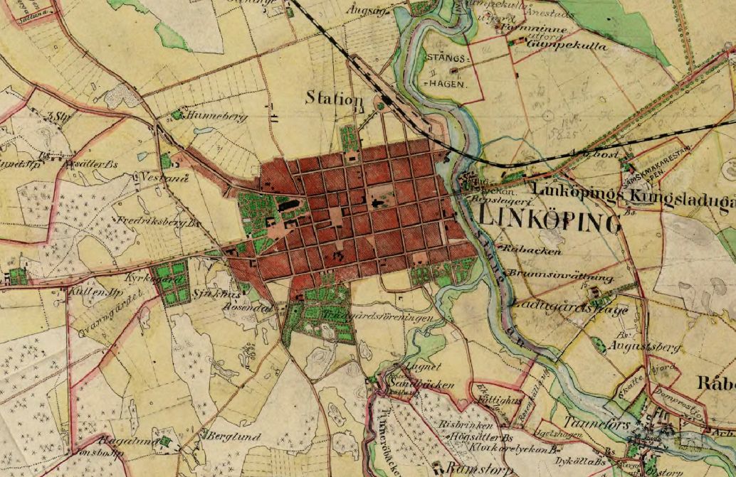 Äldre kartbild över Linköping
