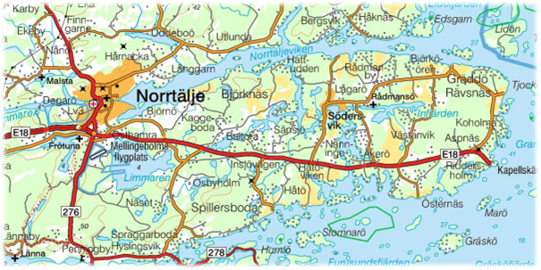 Sverigekarta över Norrtälje