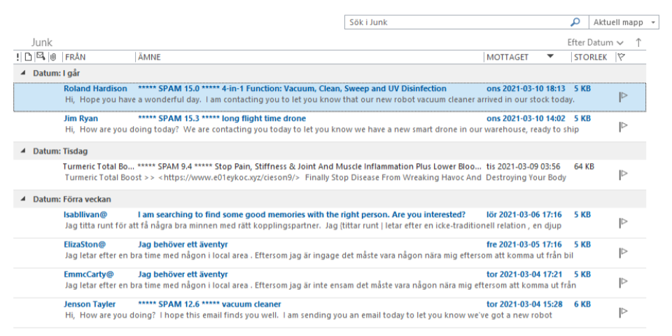 Min skräppostmapp i Outlook