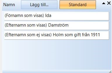 Registrering av flera namn