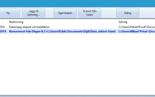 Hantera datamappar i Disgen