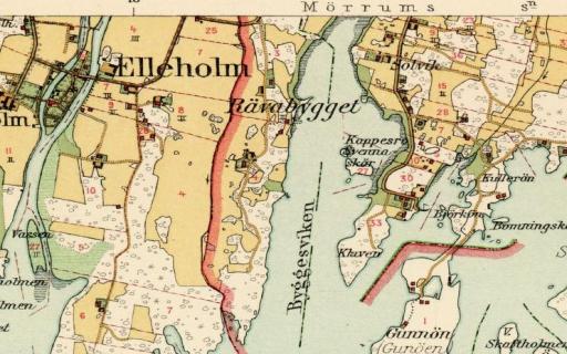 Häradskarta över gamla Elleholm. 