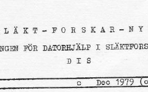 Rubrik på första sidan av Släkt-forskar-nytt 1979 nr 1