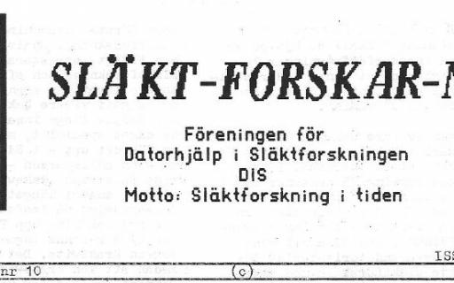Rubrik på SLÄKT-FORSKAR-NYTT nr 10