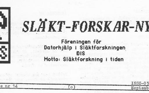 Rubrik på SLÄKT-FORSKAR-NYTT nr 14