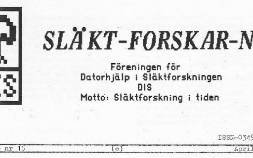Rubrik på SLÄKT-FORSKAR-NYTT nr 16