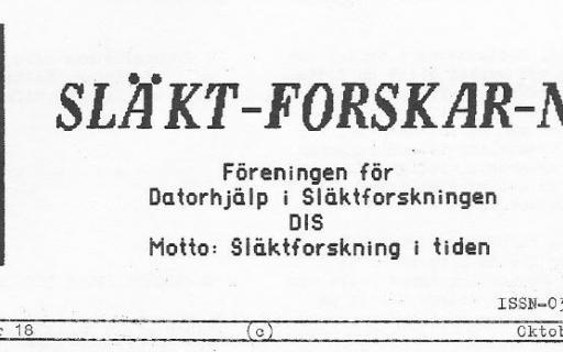Rubrik på SLÄKT-FORSKAR-NYTT nr 18
