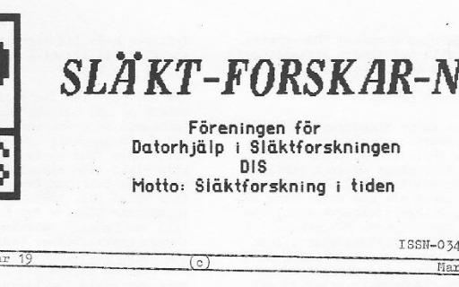 Rubrik på SLÄKT-FORSKAR-NYTT nr 19