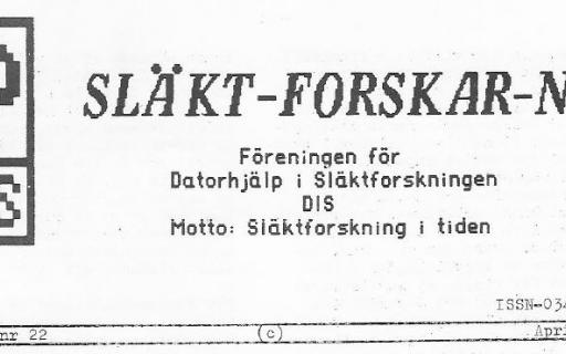 Rubrik på SLÄKT-FORSKAR-NYTT nr 22