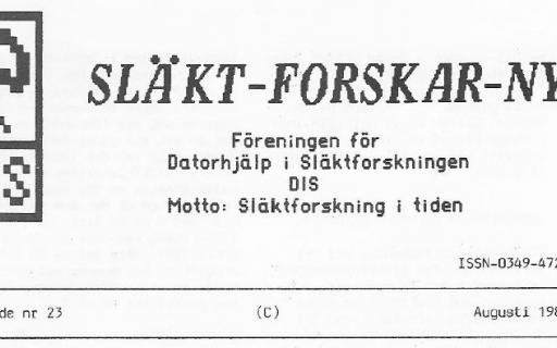 Rubrik på SLÄKT-FORSKAR-NYTT nr 23