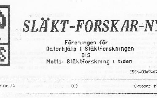 Rubrik på SLÄKT-FORSKAR-NYTT nr 24