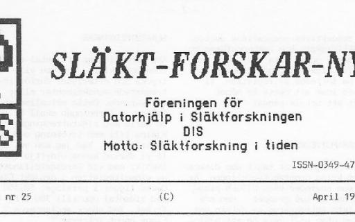 Rubrik på SLÄKT-FORSKAR-NYTT nr 25
