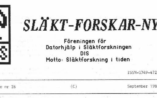 Rubrik på SLÄKT-FORSKAR-NYTT nr 26