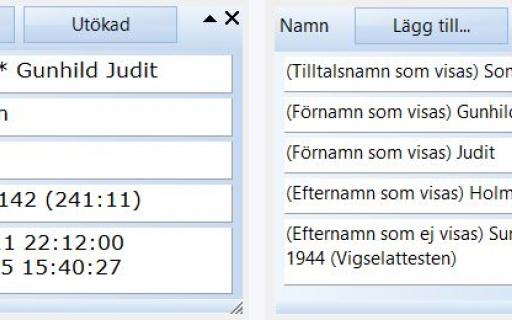 Båda vyerna av namnpanelen