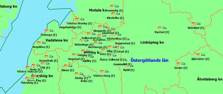 Exempel på anors utbredning i Östergötland