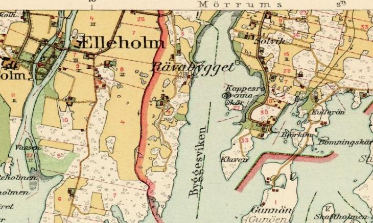 Häradskarta över gamla Elleholm. 