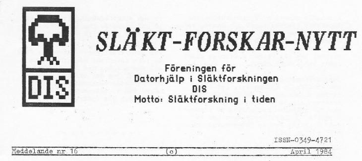 Rubrik på SLÄKT-FORSKAR-NYTT nr 16
