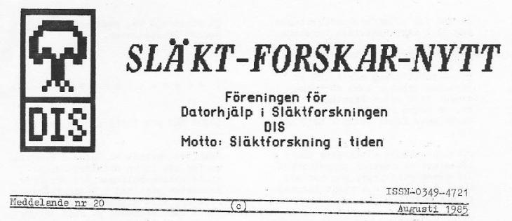 Rubrik på SLÄKT-FORSKAR-NYTT nr 20