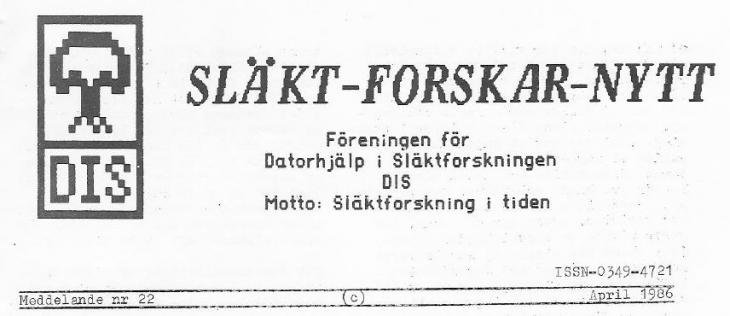 Rubrik på SLÄKT-FORSKAR-NYTT nr 22
