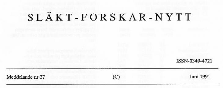 Rubriken på Släkt-forskar-nytt nr 27