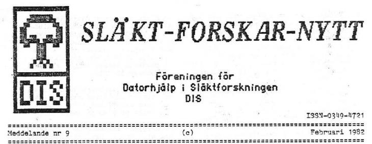 Rubrik på SLÄKT-FORSKAR-NYTT nr 9