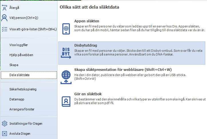 Gör Disbyt-utdrag i Disgen